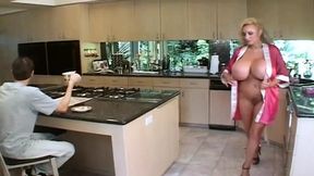 Horny MILF with huge boobs satisfies her stepson