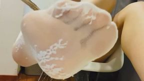 Remove my socks and massage my feet with oil