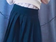 Cute femboy goth soft jerking wearing fishnet stockings