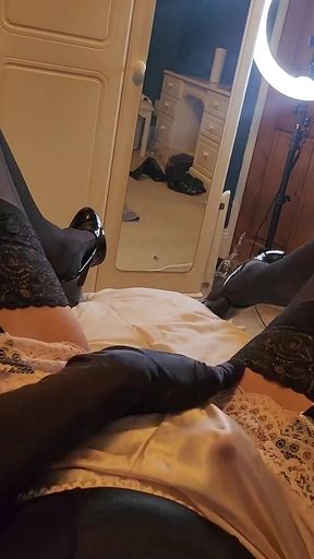 Baby Pink Satin French Knickers and Black Lingerie