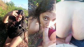 sexo al aire libre en un mirador de la ciudad con un fan