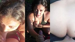 sexo al aire libre en un mirador de la ciudad con un fan