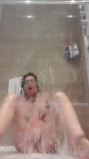 Huge Squirt Splash to Window in Bathroom