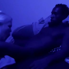 Sucking His Cock Under the Blue Light
