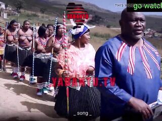 Breasty topless South Afro beauties dancing at ceremony