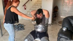 Chubby Jogger Boy Followed Home By A Crazy Duct-Tape Loving Latina Bitch! (Episode 2 of 2)