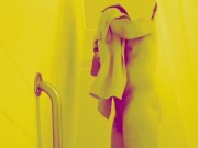 White Blonde Boy Takes a Shower Part Ten of Otter in Water with Yellow Camera Filter