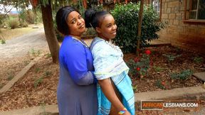 African Married MILFS Lesbian Kiss In Public At Neighborhood Gathering