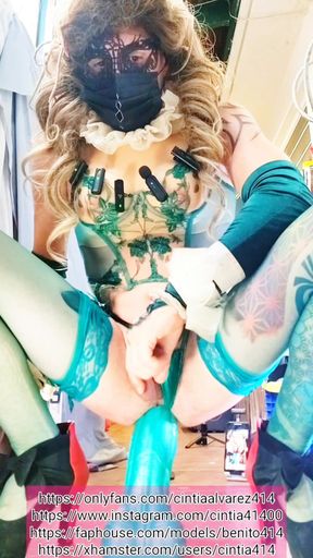 Riding a Huge Dildo with Creamy Anal Orgasm