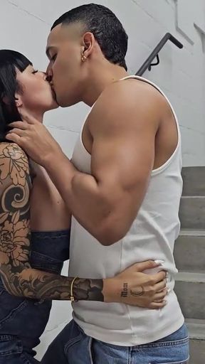 Hard sex with creampie on the public stairs of a building - Luna Vitaler and Max Betancur   Clip 1