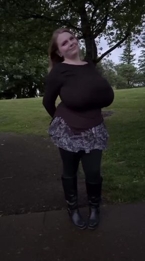 Amateur with natural big tits flaunts her huge assets