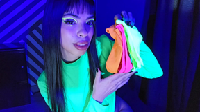 Try on neon tights