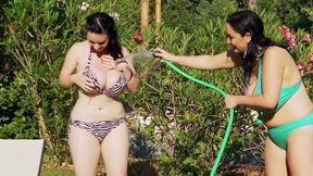 Michelle Bond and Karina Heart are enjoying outdoor sex games