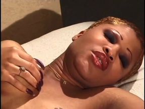 Short haired ebony enjoying bending over and take it from the back