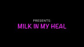 Chick with white nails grabs her heel milked after that puts her toes in his cum