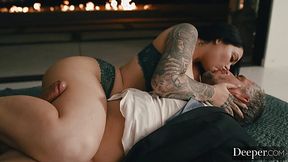 Old man getting himself a good lusty brunette to fuck on!