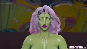 Trans alien queen gets bbc anal pounding