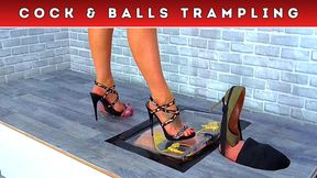 Stamping On Your Cock & Balls In My Strappy Leopard Stilettos (131) - Cock Cam - Trampling CBT Heels Crush