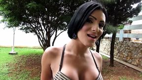 Brunette Debora Petrova with big boobs loves her big dick
