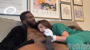 Sexy Nurse Jenn is making Matt Bishop really satisfied with her handjob