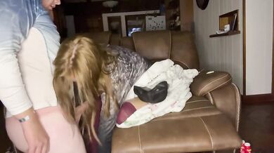 Horny babysitter gets creampie fucked late night in missionary