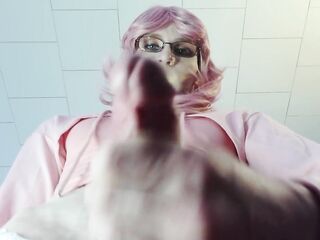 pink hair femboy wakes up & feeds u cum - morning load on your face, smears and slaps with dick
