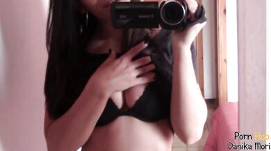 Brunette Latina squirts her cream while begging for cum