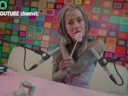 Anuskatzz eats a XXL lollipop in ASMR style - sexy foodsounds - candy muckbang
