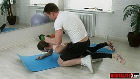 Stephanie Moon And Ariel Knight In Gym 18-years-old Got Laid Hard In Her Tight Vagina By Her Trainer