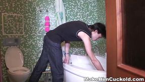 Make Him Cuckold - Cuckolded in a bathroom Serpente Edita teen porn