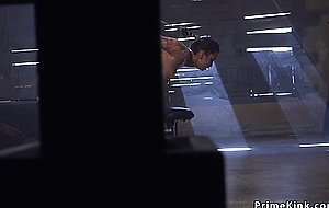 Brunette in waist stock gets whipped