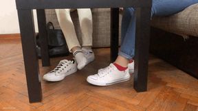 SECRETLY TOUCHING HER SHOES UNDER SCHOOL DESK TWO HOT STUDENTS IN SNEAKERS - MOV Mobile Version