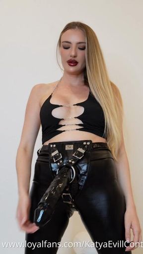 Hands behind your back, face in the mirror. 
Watch me ruin your ass, slave.