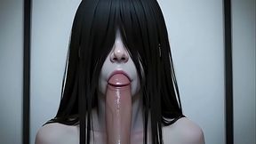 Sadako seduces with big boobs in a 3D DP gangbang