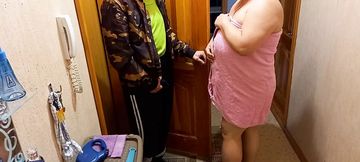 doggystyle sex and blowjob for a courier