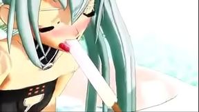 Cute mmd girl sucking ice cream 3D