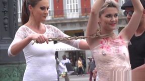 Blonde Slave Wrapped In Public Streets