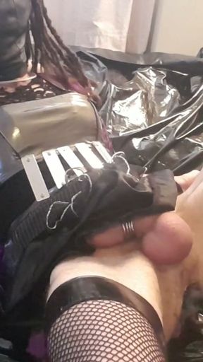 CD anal slut cumming hard on the sex machine - deep hard anal orgasm - moaning bitch in mask   Clip 1