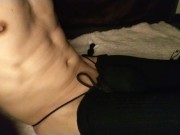 Masked male moans with anal plug and original chastity tied up 3