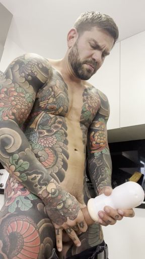 In the Kitchen of Handsome Muscular