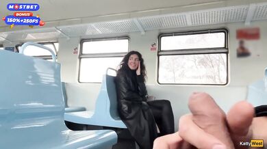 Stranger Helped Me Cum On Public Train And Walks Around Carriages With Cum On Face - CUMWALK