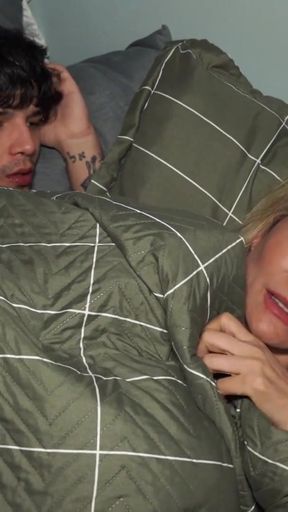Busty stepmom shares hotel bed with stepson and they end up fucking when no one's looking   Clip 2
