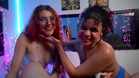 me and my bff take turns on a lucky guy s cock - sallys vamp and diana marquez