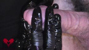 Oily Handjob with Latex Gloves. Peehole Play and Detailed Cumshot