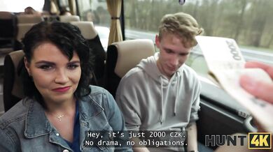 HUNT4K. She is using her gorgeous big tits for money