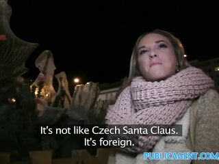 PublicAgent Sweetheart gets paid additional Christmas money for sex with stranger