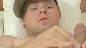 Sexy punk guy blows over himself