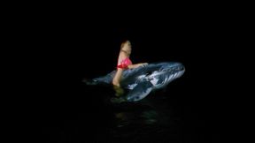 Alla fucks a squeaky inflatable whale at night in the sea!!!