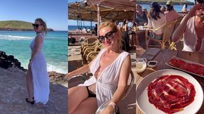 6eme jour a ibiza habillee d une robe blanche longue, je pars m exhiber ...