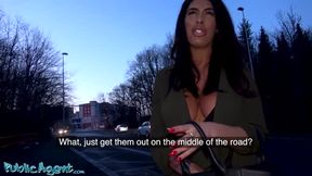 Northern Lass catches Euro perv wanking his cock outside and gets creampie in basement